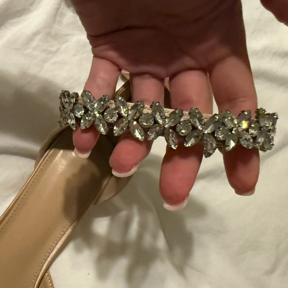 Champagne Kitten Heels with Embellished Ankle Strap - Size 9 - Picture 3 of 9